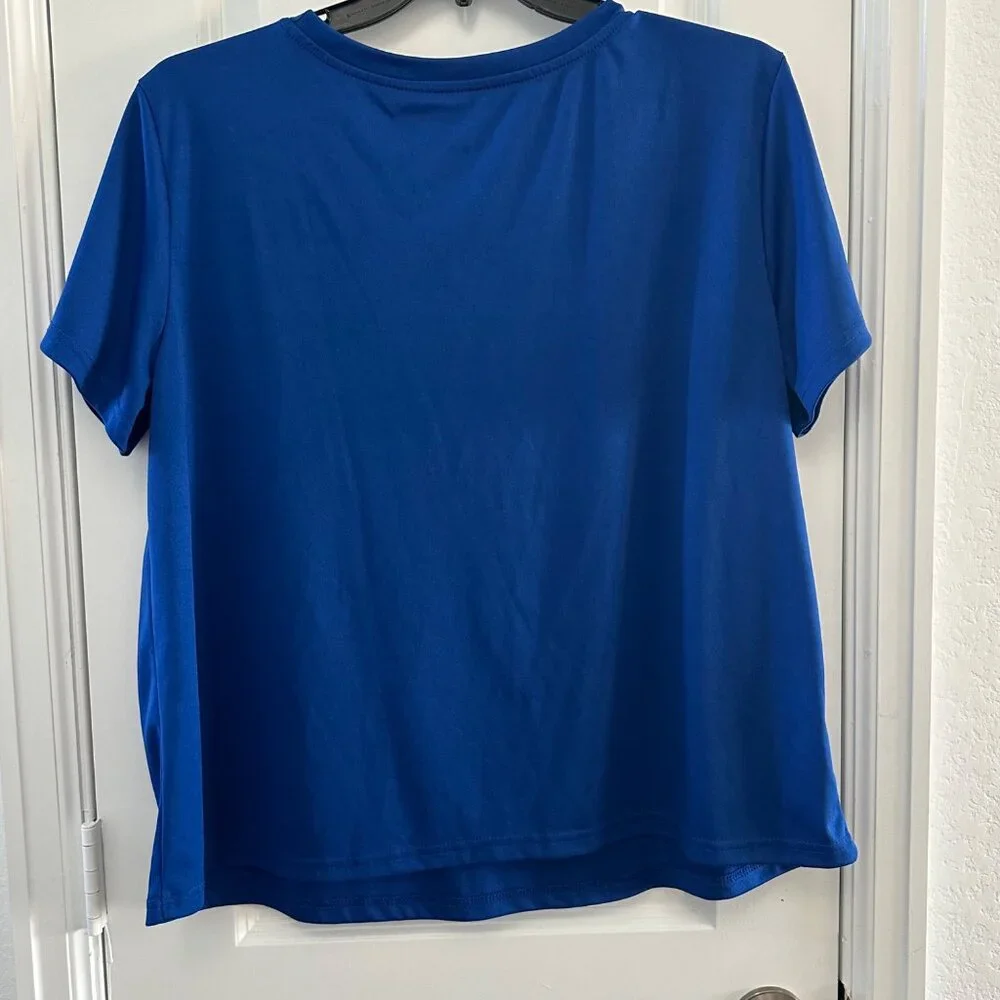 Positive Vibes Graphic Blue T-Shirt Shein Curve 2XL Polyester Womens Casual Roun - Picture 2 of 4